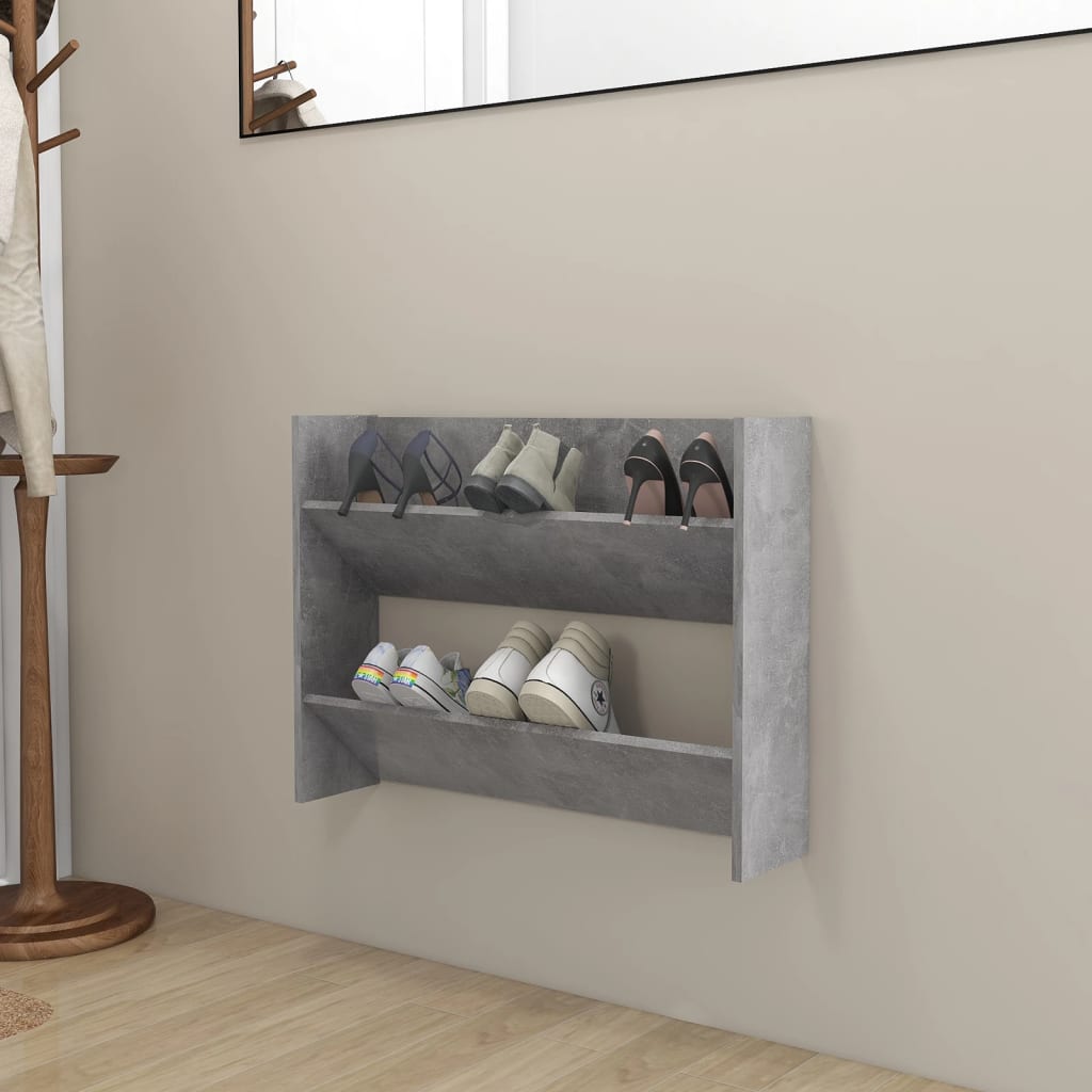 Wand-Schuhschrank Holzwerkstoff Betongrau