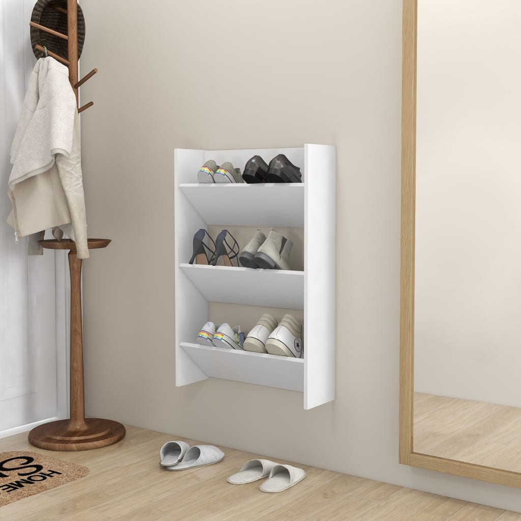 Wand-Schuhschränke 4 Stk. Holzwerkstoff Weiß