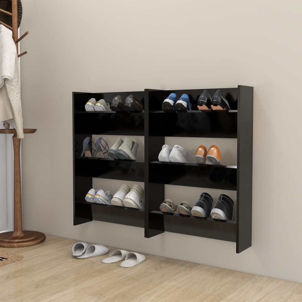 Wand-Schuhschränke 4 Stk. Holzwerkstoff Schwarz