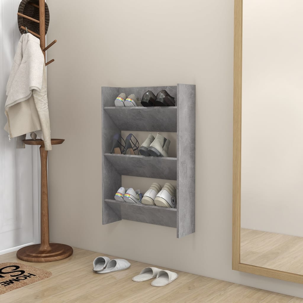 Wand-Schuhschrank Holzwerkstoff Betongrau