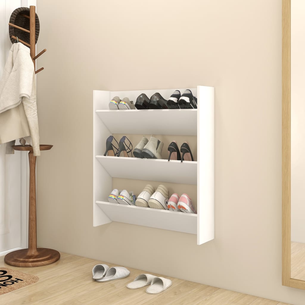 Wand-Schuhschränke 4 Stk. Holzwerkstoff Weiß