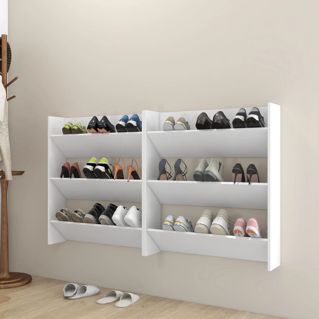 Wand-Schuhschränke 4 Stk. Holzwerkstoff Weiß