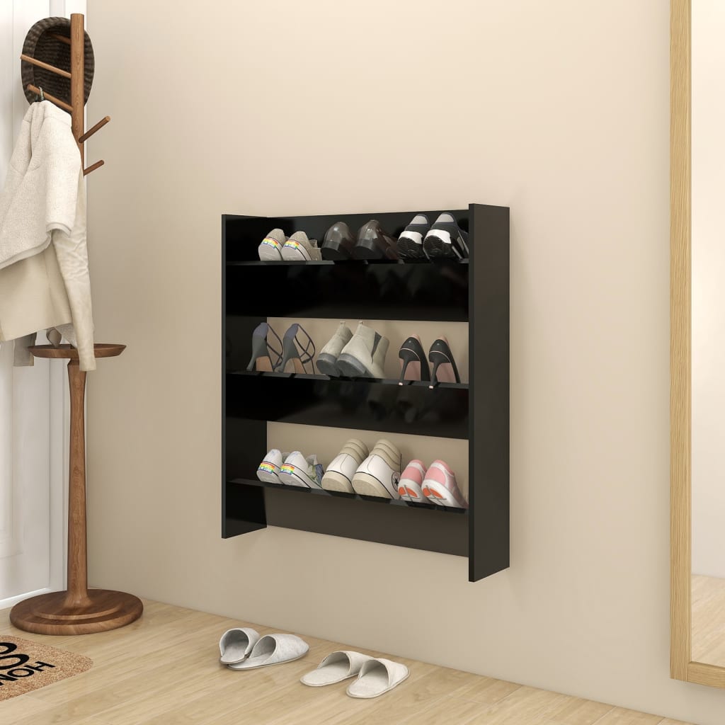 Wand-Schuhschränke 4 Stk. Holzwerkstoff Schwarz