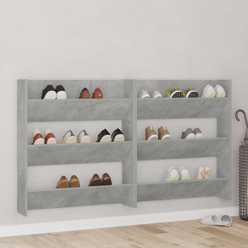 Wand-Schuhschrank Holzwerkstoff Betongrau