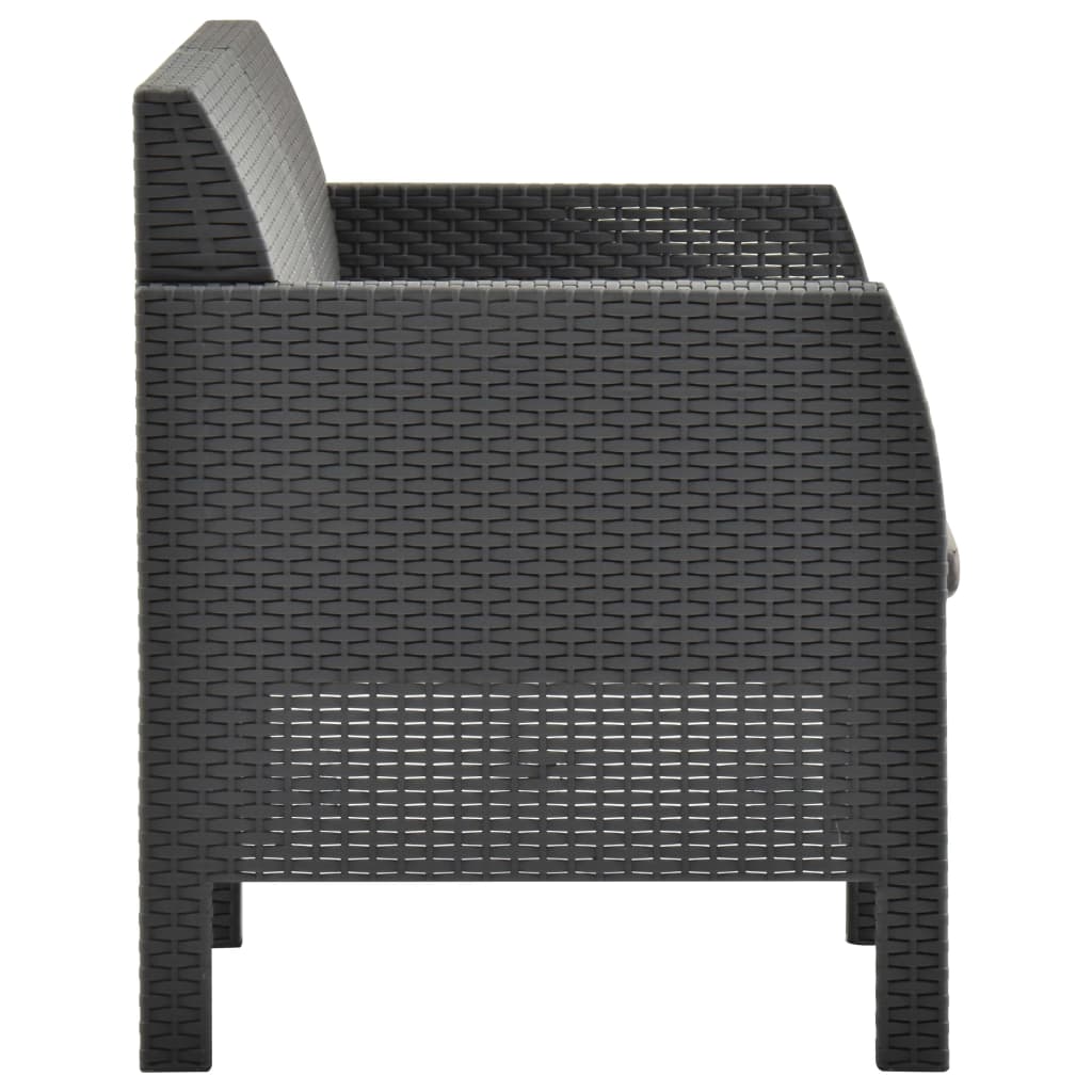 2-Tlg. Garten-Lounge-Set Mit Kissen Pp Rattan Anthrazit