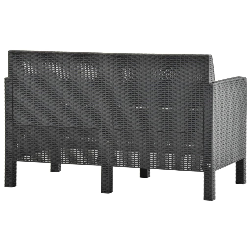 2-Tlg. Garten-Lounge-Set Mit Kissen Pp Rattan Anthrazit