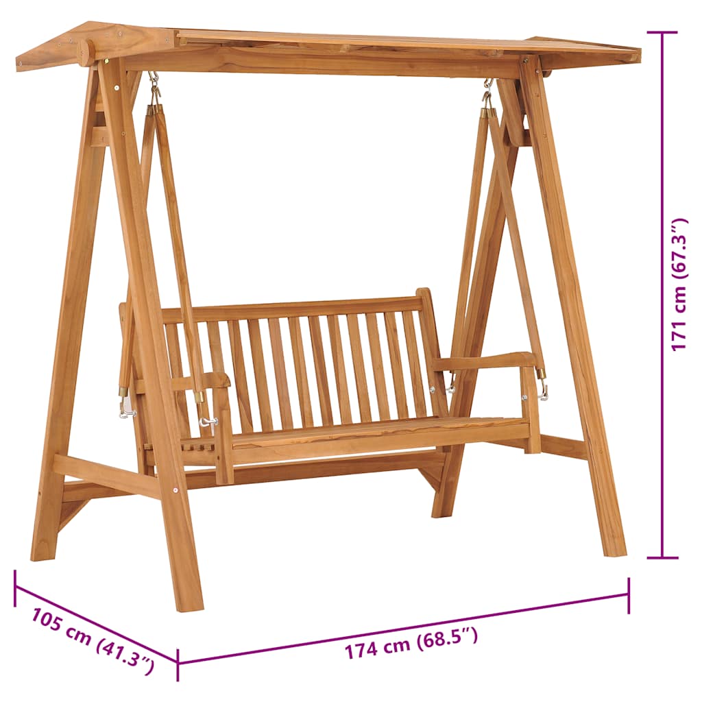 Hollywoodschaukel 174 Cm Massivholz Teak