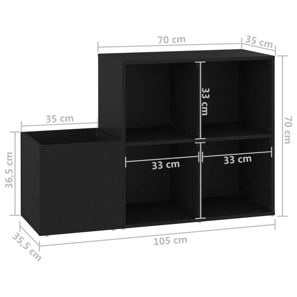 Flur-Schuhschrank 105X35,5X70 Cm Holzwerkstoff Schwarz