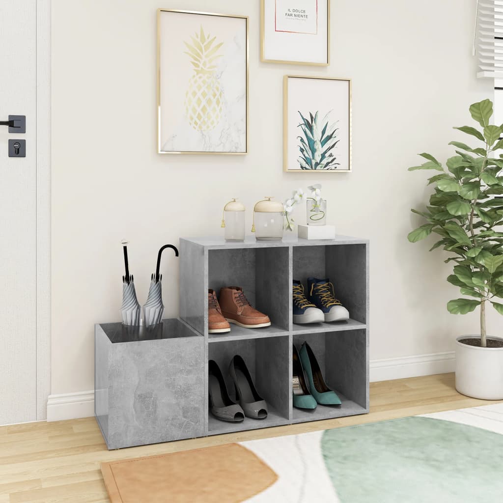 Flur-Schuhschrank 105X35,5X70 Cm Holzwerkstoff Betongrau