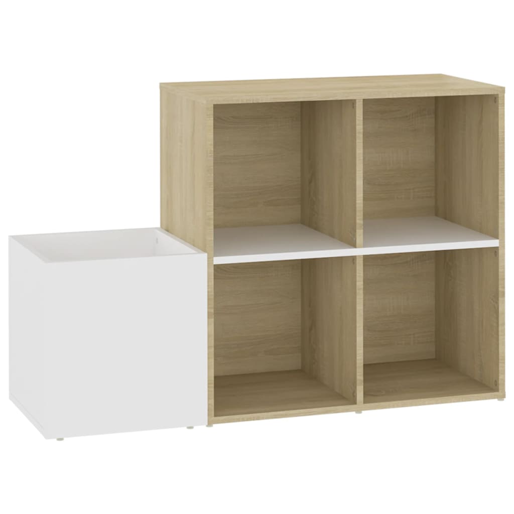 Flur-Schuhschrank Weiß Sonoma Eiche 105X35,5X70Cm Holzwerkstoff Weiß Und Sonoma-Eiche