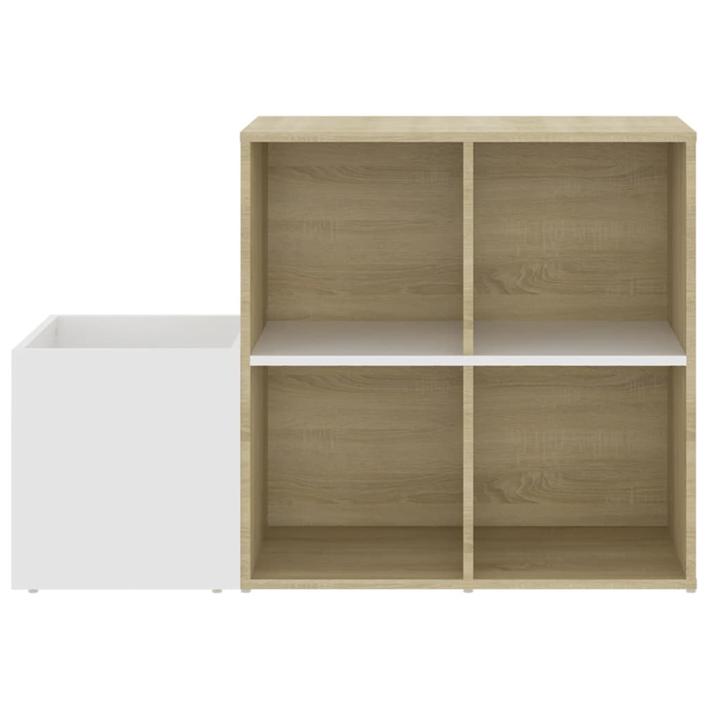 Flur-Schuhschrank Weiß Sonoma Eiche 105X35,5X70Cm Holzwerkstoff Weiß Und Sonoma-Eiche