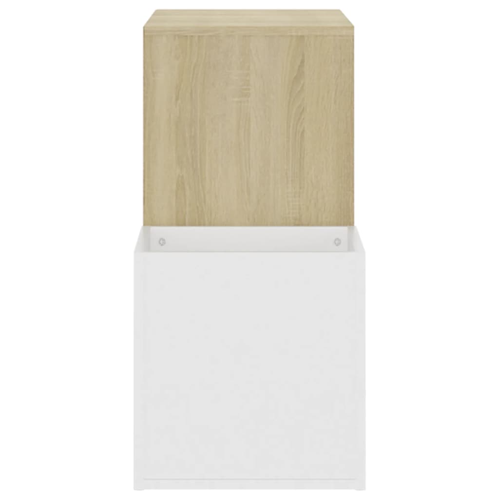 Flur-Schuhschrank Weiß Sonoma Eiche 105X35,5X70Cm Holzwerkstoff Weiß Und Sonoma-Eiche