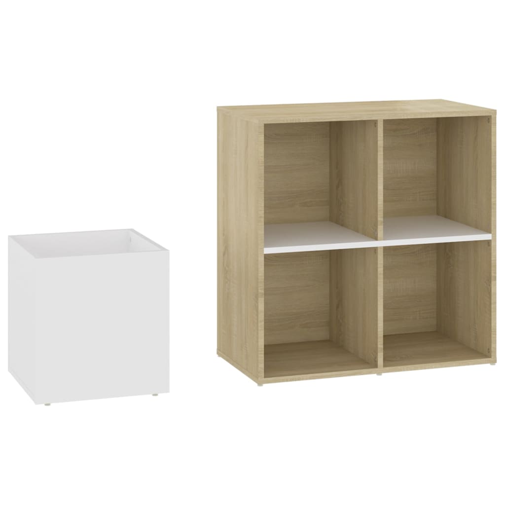 Flur-Schuhschrank Weiß Sonoma Eiche 105X35,5X70Cm Holzwerkstoff Weiß Und Sonoma-Eiche