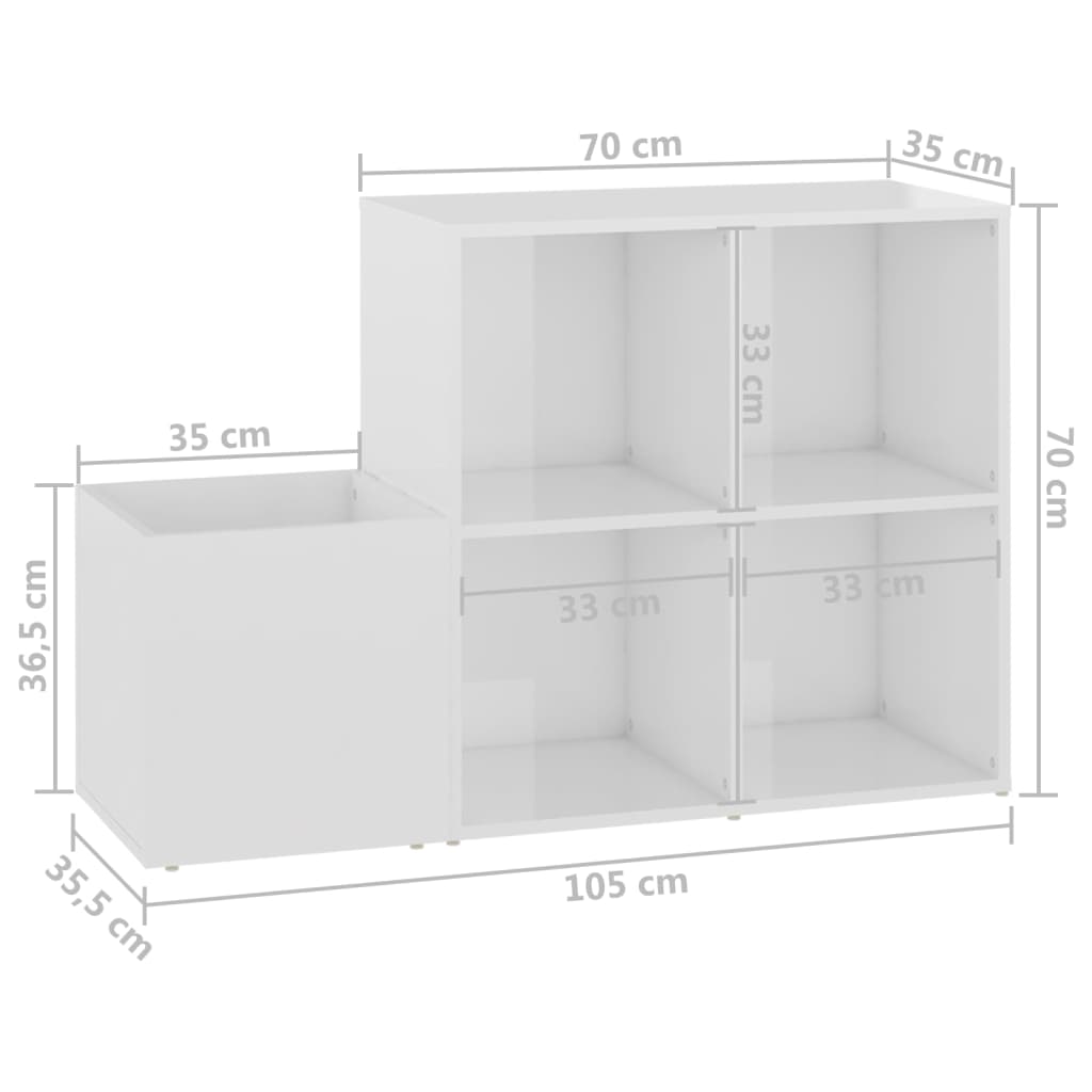 Flur-Schuhschrank 105X35,5X70 Cm Holzwerkstoff Hochglanz-Weiß