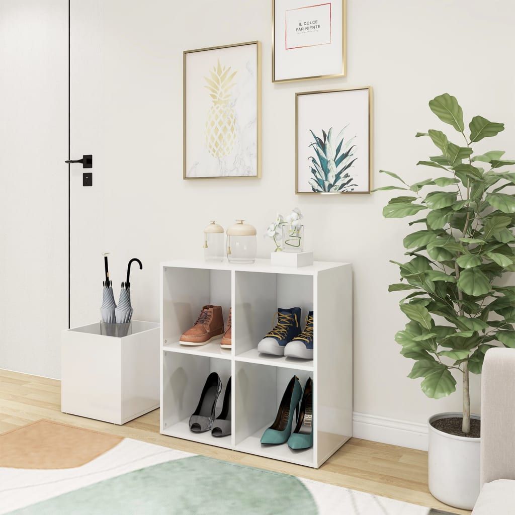 Flur-Schuhschrank 105X35,5X70 Cm Holzwerkstoff Hochglanz-Weiß
