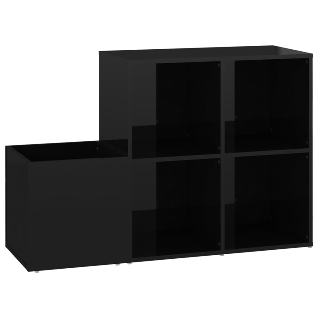 Flur-Schuhschrank 105X35,5X70Cm Holzwerkstoff Hochglanz-Schwarz