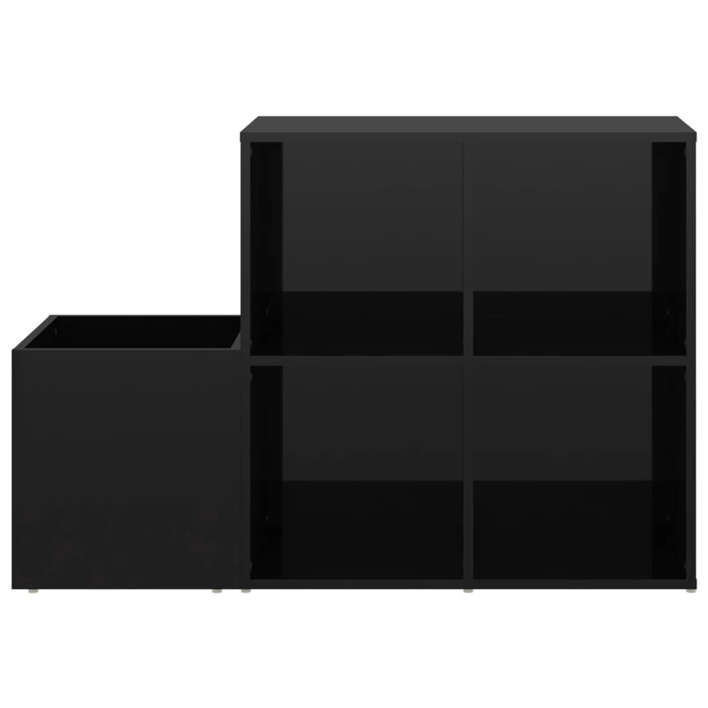 Flur-Schuhschrank 105X35,5X70Cm Holzwerkstoff Hochglanz-Schwarz