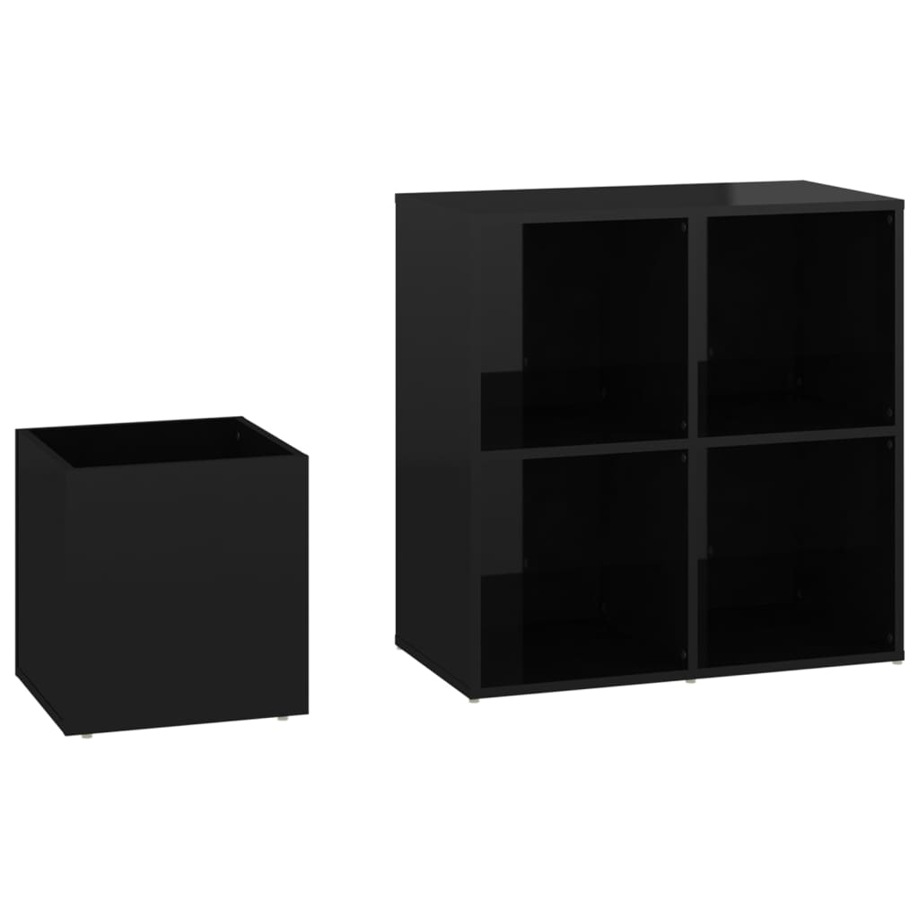 Flur-Schuhschrank 105X35,5X70Cm Holzwerkstoff Hochglanz-Schwarz