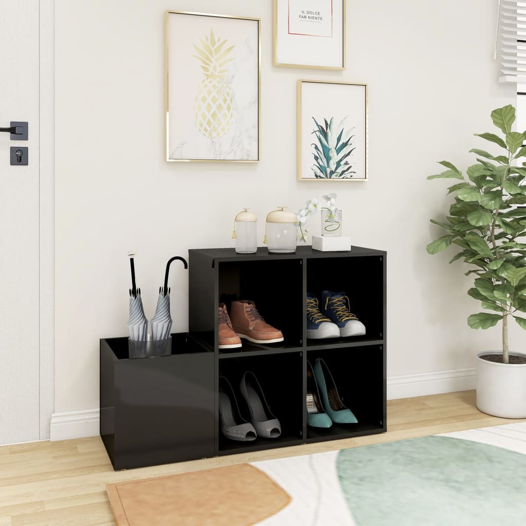 Flur-Schuhschrank 105X35,5X70 Cm Holzwerkstoff Hochglanz-Grau
