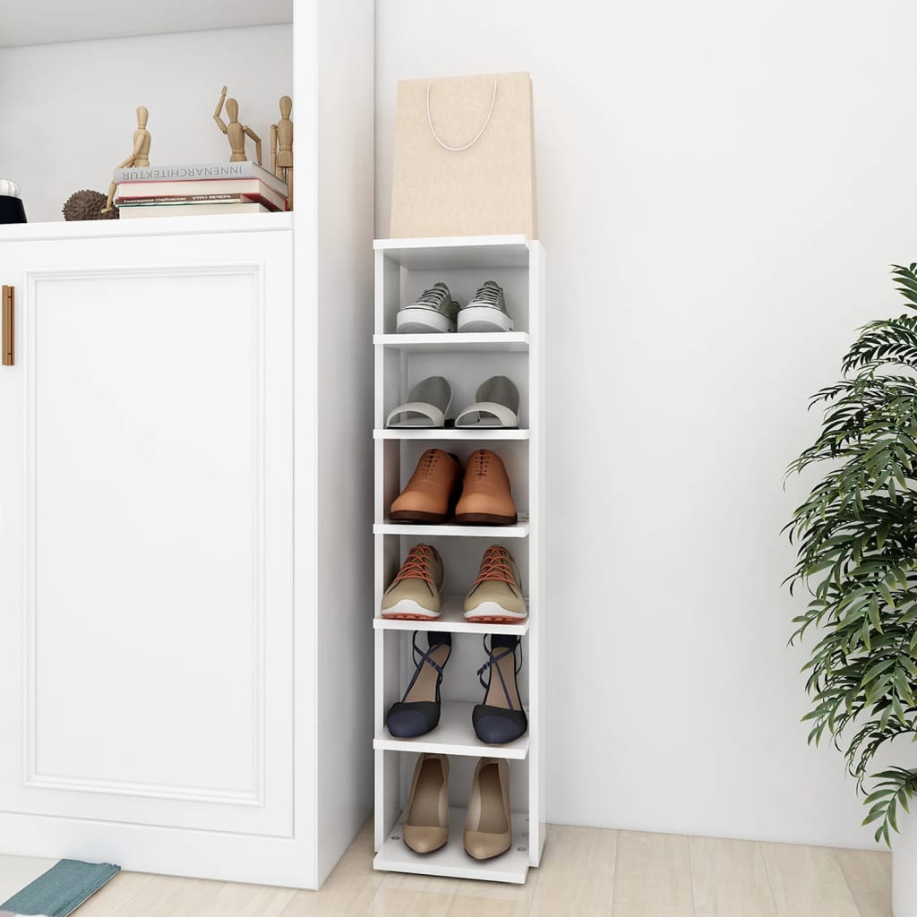 Schuhschrank 27,5X27X102 Cm Holzwerkstoff Weiß