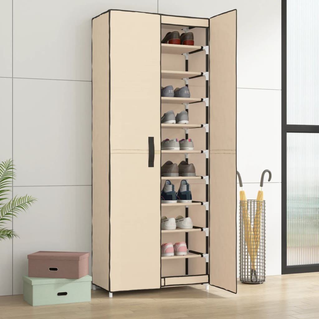 Schuhschrank Stoff Creme