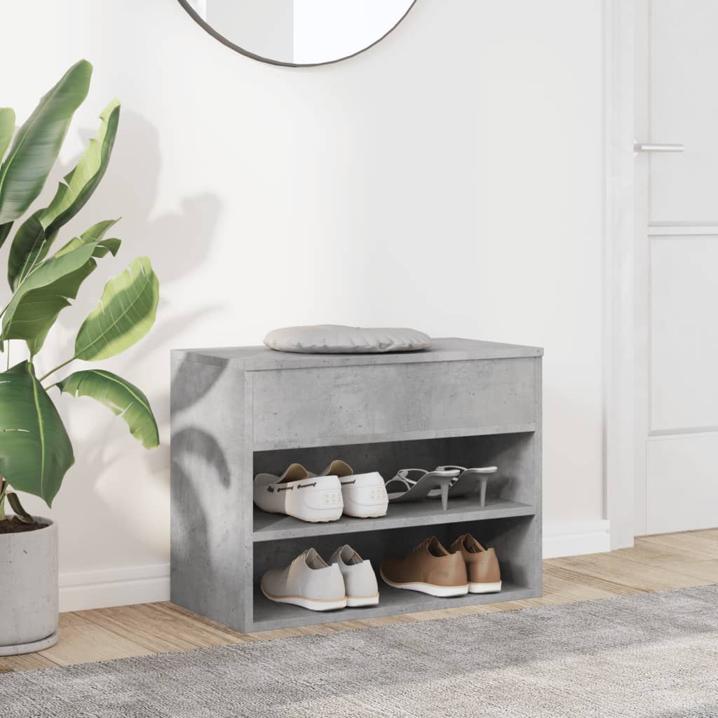 Schuhbank Betongrau 60X30X45 Cm Holzwerkstoff Sonoma Eiche