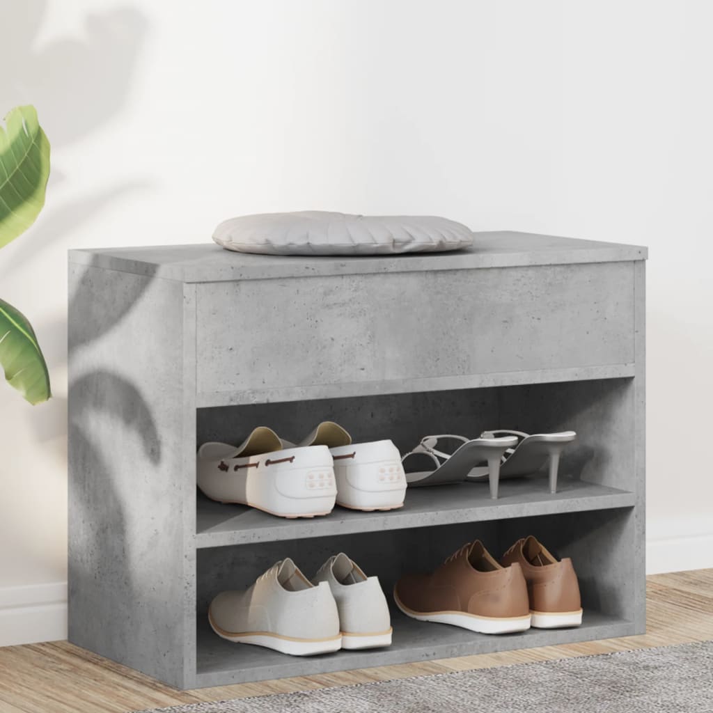 Schuhbank Betongrau 60X30X45 Cm Holzwerkstoff Sonoma Eiche