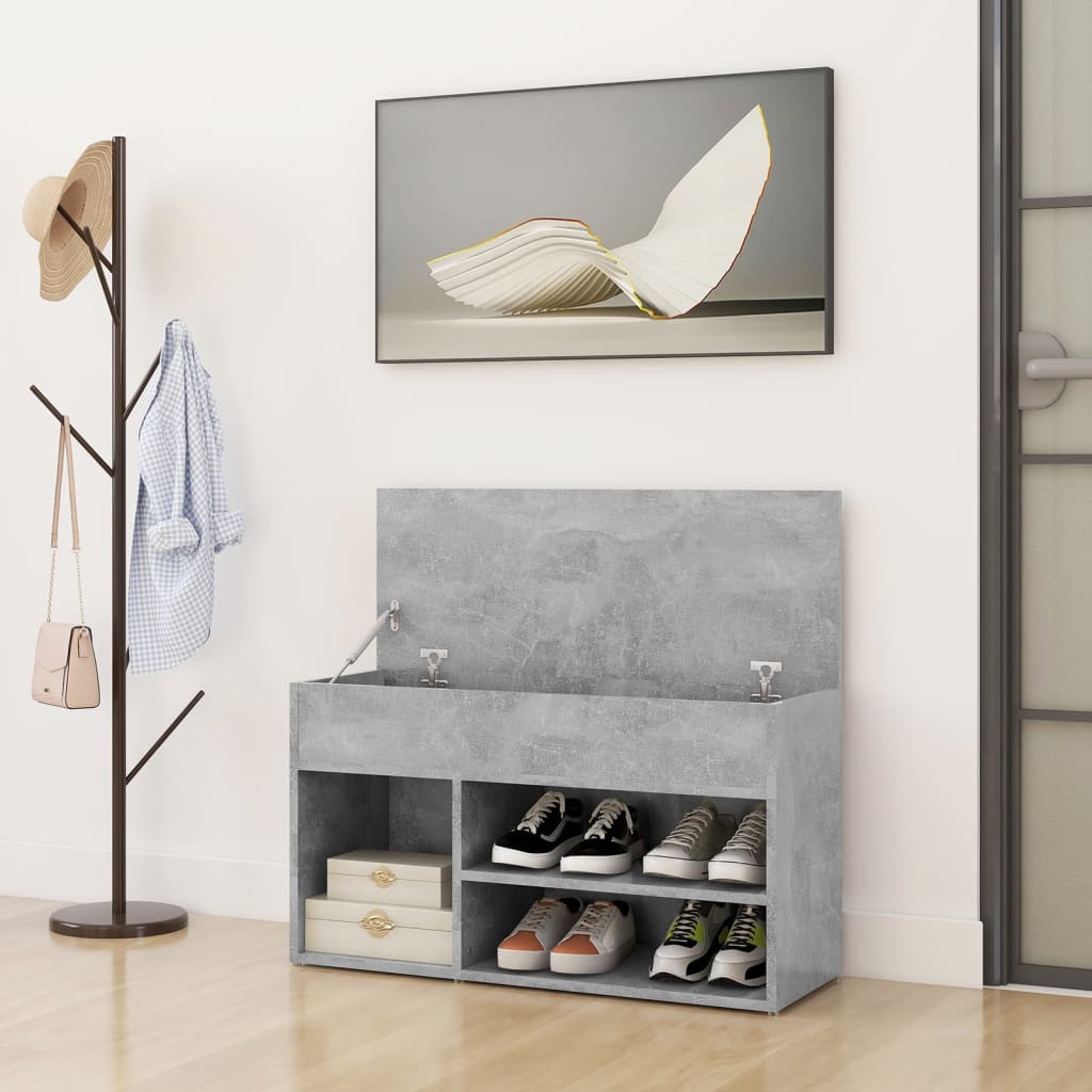 Schuhbank Holzwerkstoff Betongrau