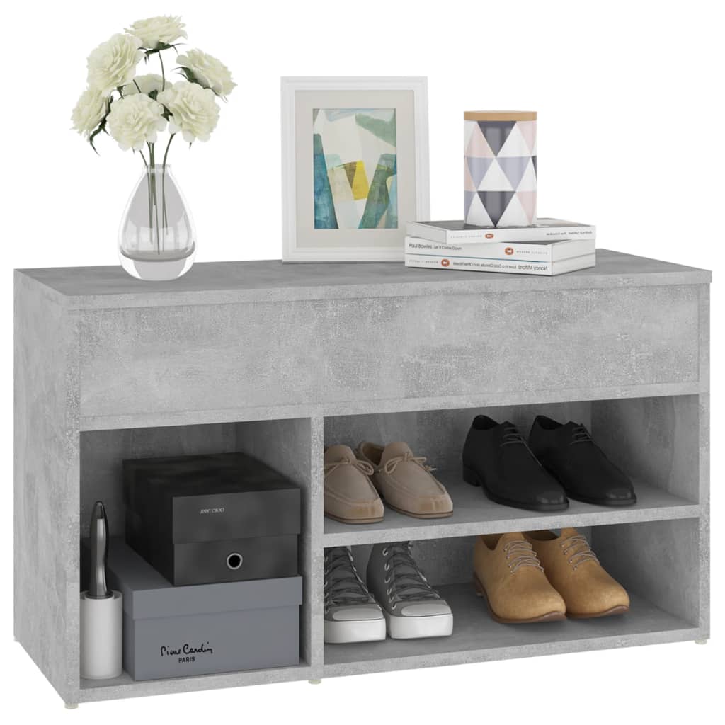 Schuhbank Holzwerkstoff Betongrau