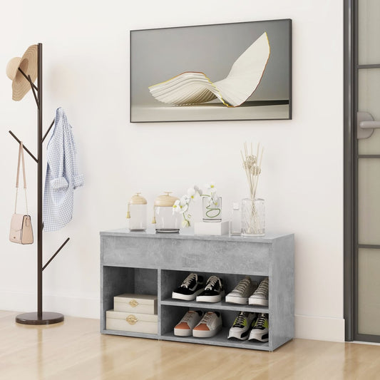 Schuhbank Holzwerkstoff Betongrau