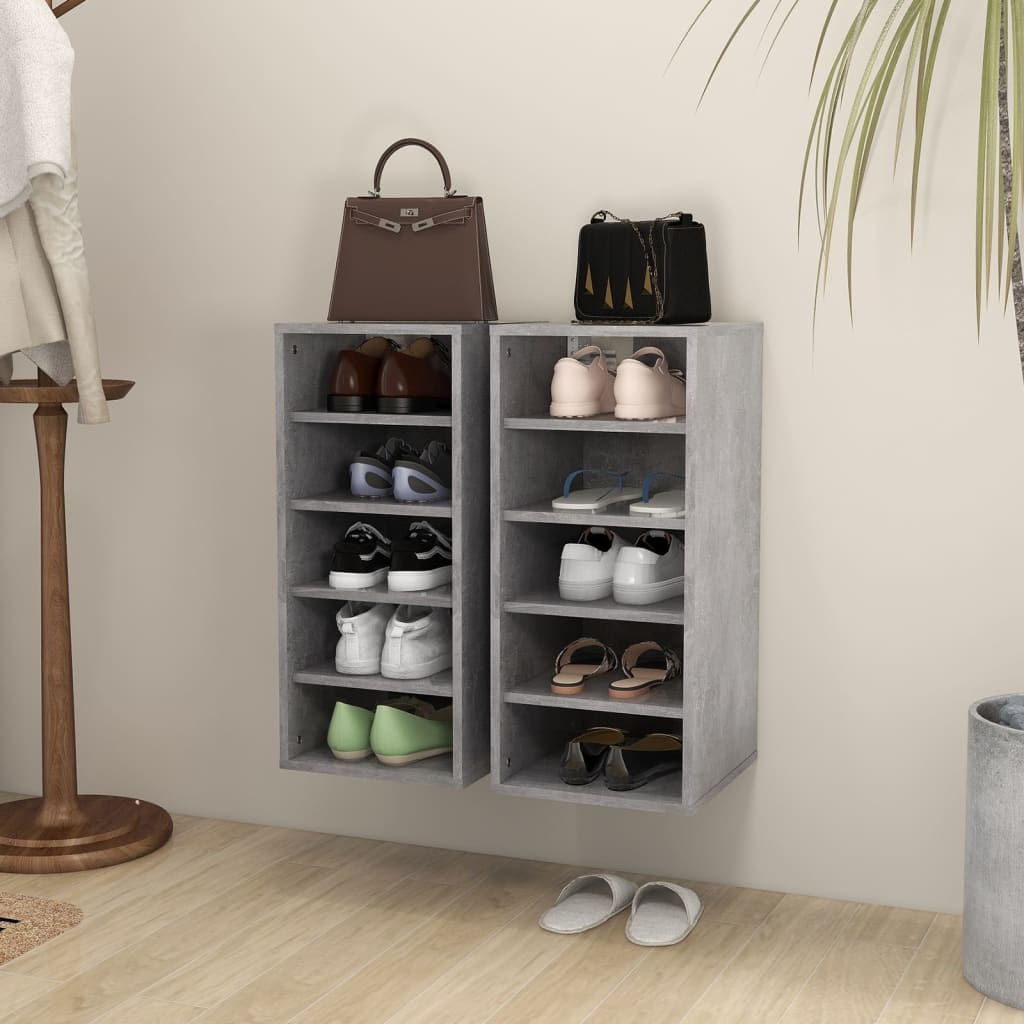 Schuhschrank Holzwerkstoff Betongrau