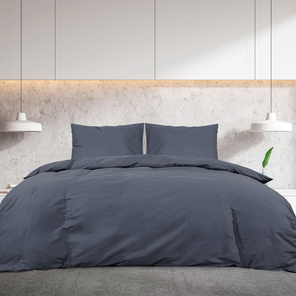 Bettwäsche-Set 200X200 Cm Leichte Mikrofaser Anthrazit