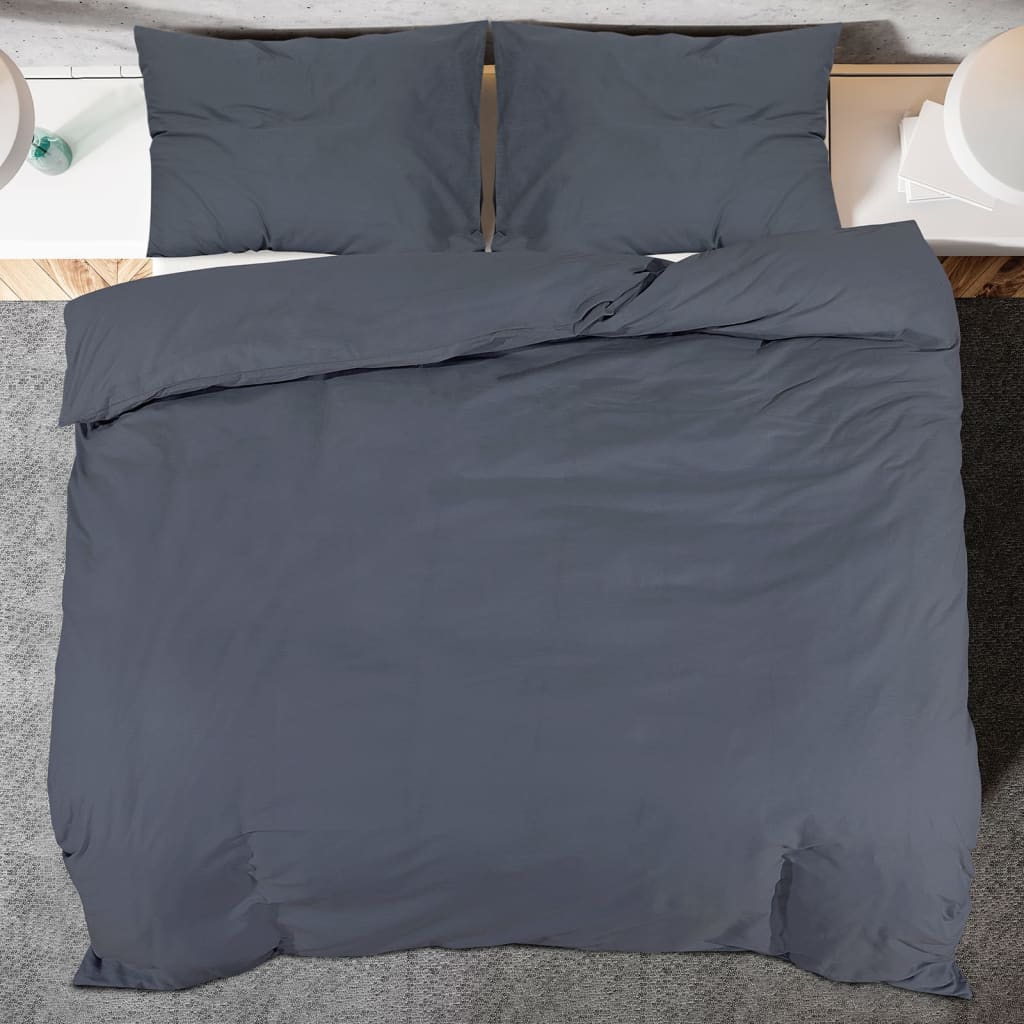 Bettwäsche-Set 200X200 Cm Leichte Mikrofaser Anthrazit