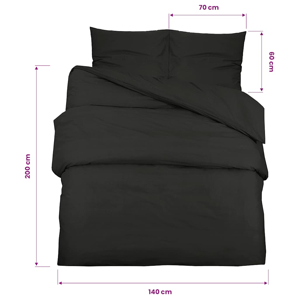 Bettwäsche-Set 140X200 Cm Leichte Mikrofaser Schwarz