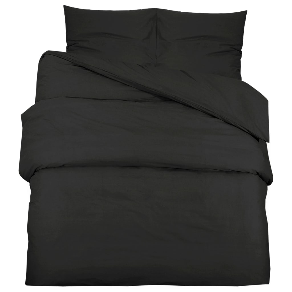 Bettwäsche-Set 240X220 Cm Leichte Mikrofaser Schwarz
