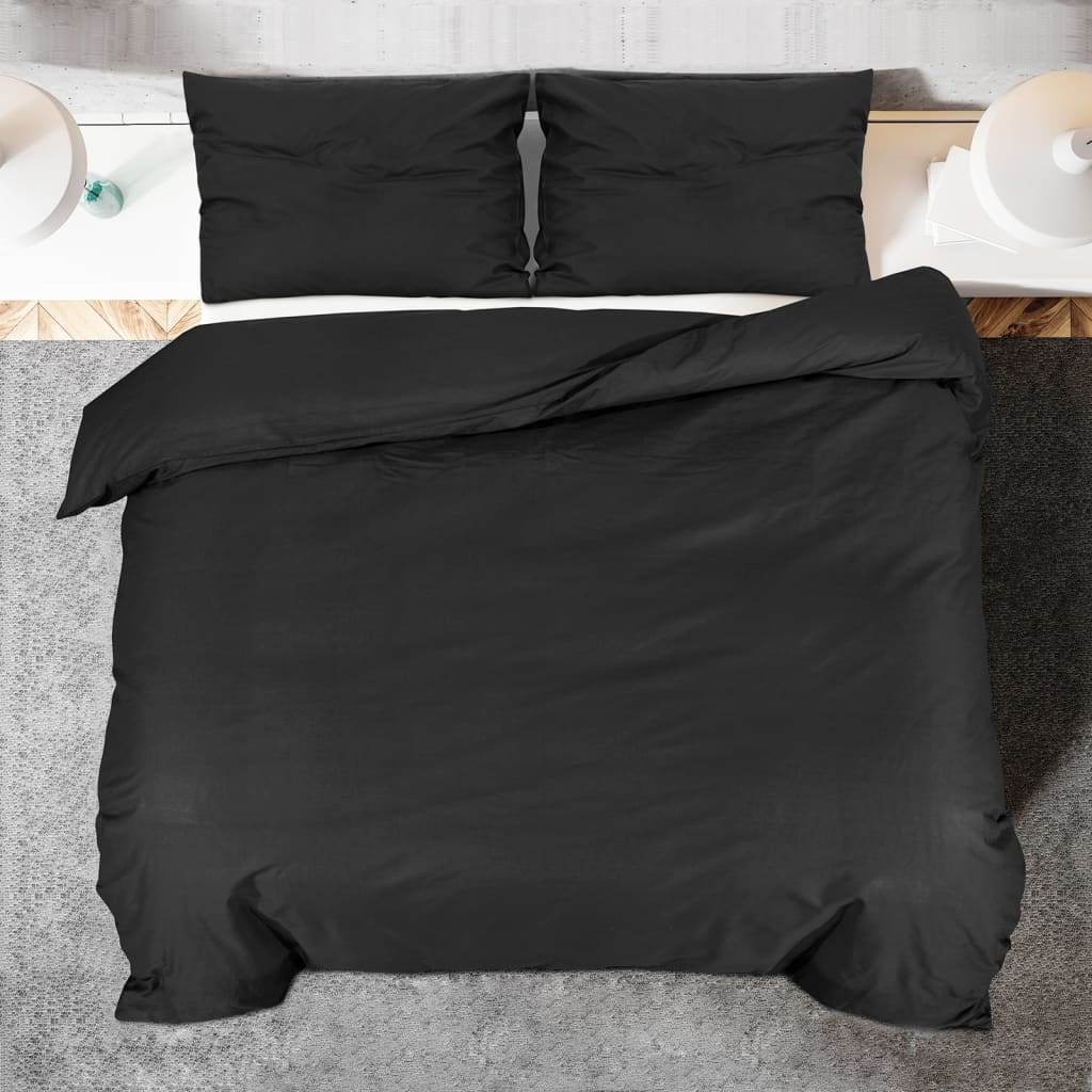 Bettwäsche-Set 240X220 Cm Leichte Mikrofaser Schwarz