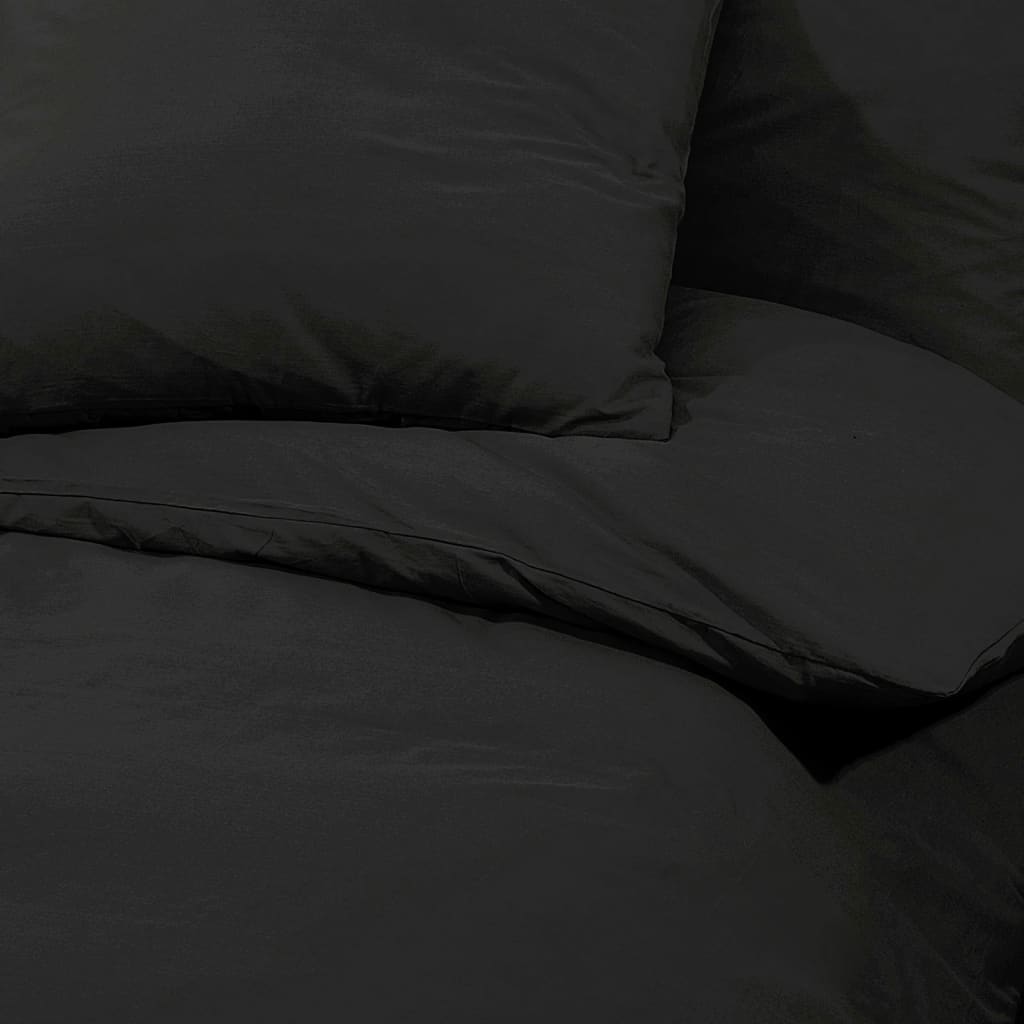 Bettwäsche-Set 240X220 Cm Leichte Mikrofaser Schwarz