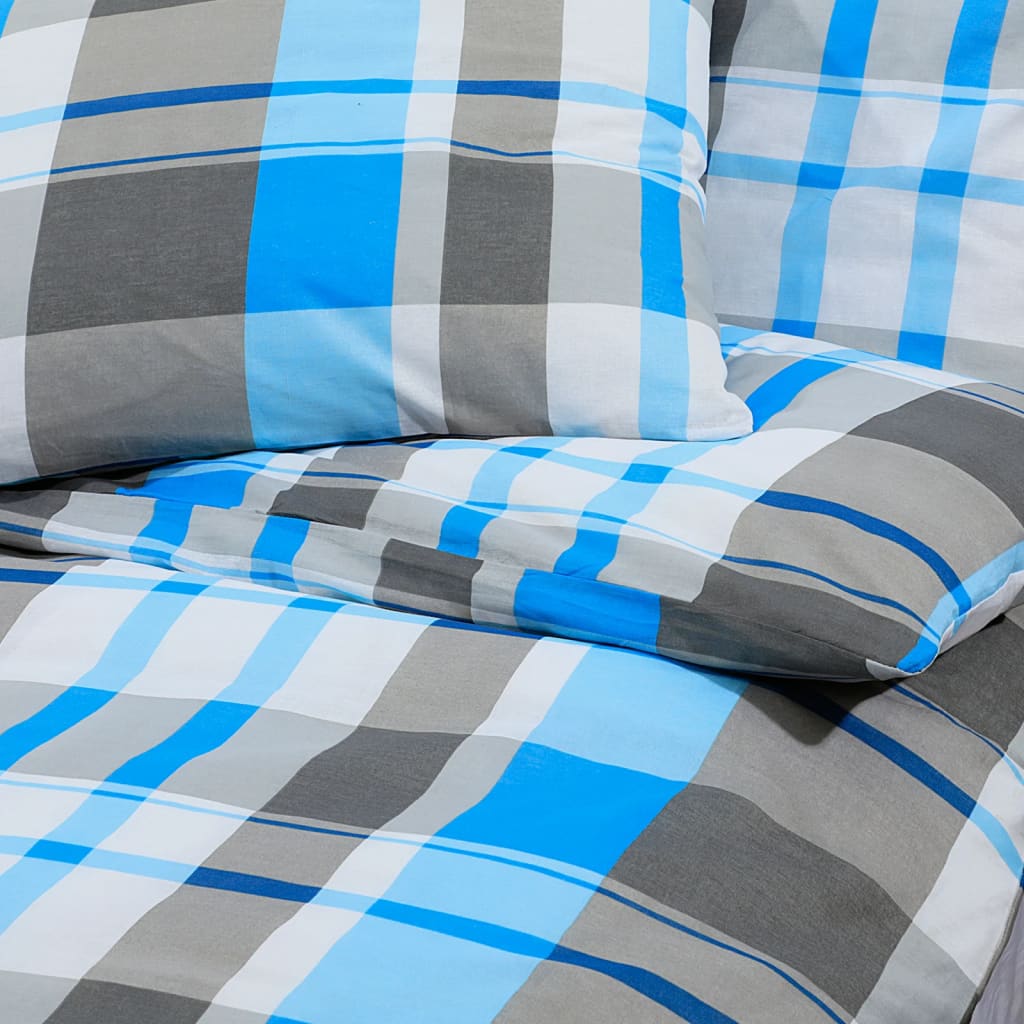 Bettwäsche-Set 200X200 Cm Baumwolle Blau Und Grau