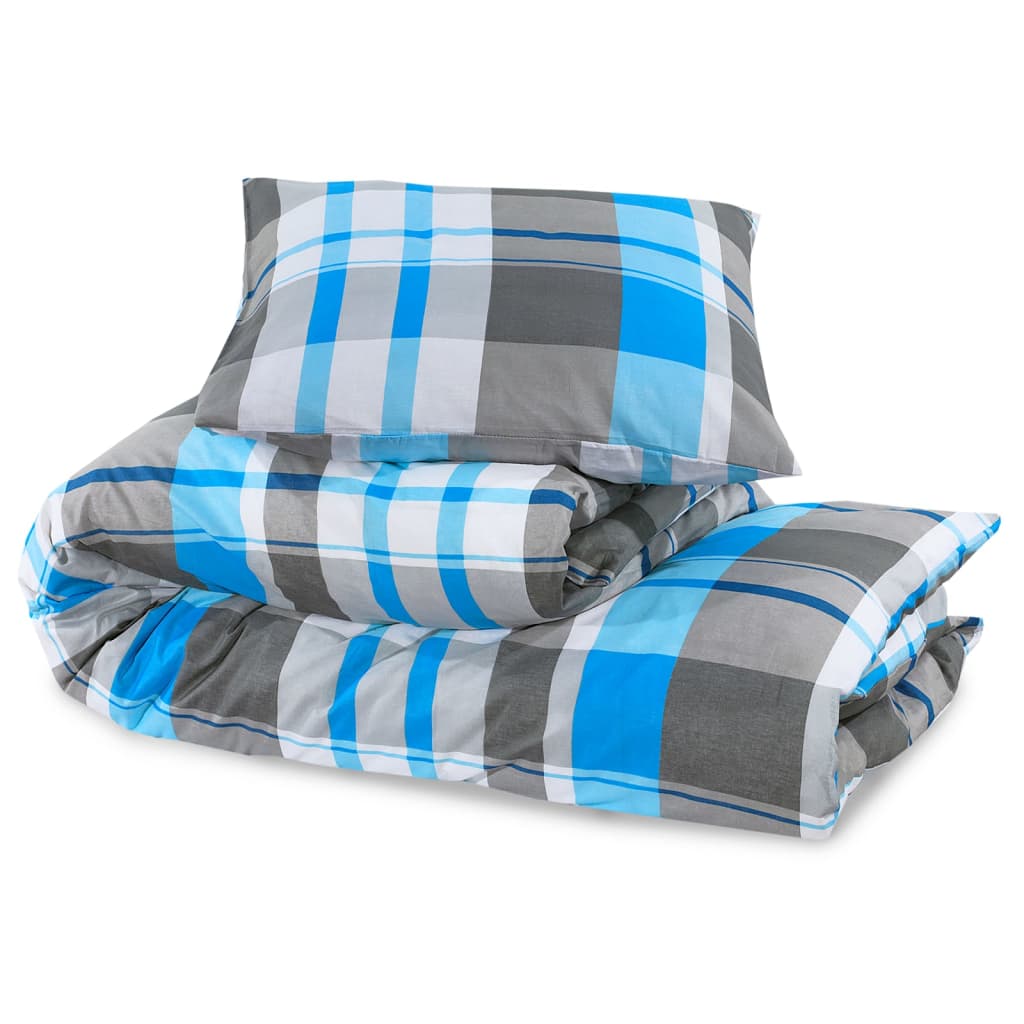 Bettwäsche-Set 200X220 Cm Baumwolle Blau Und Grau