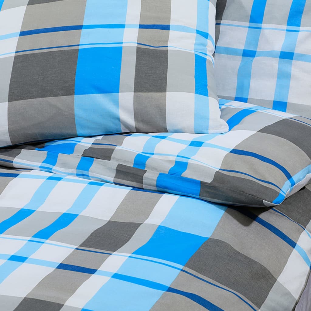 Bettwäsche-Set 200X220 Cm Baumwolle Blau Und Grau