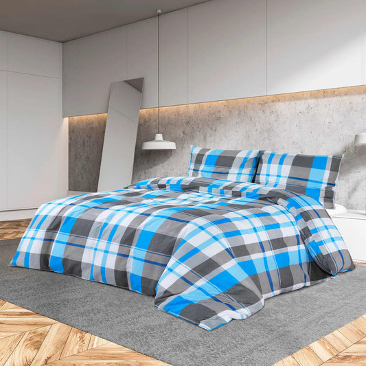 Bettwäsche-Set 200X220 Cm Baumwolle Blau Und Grau