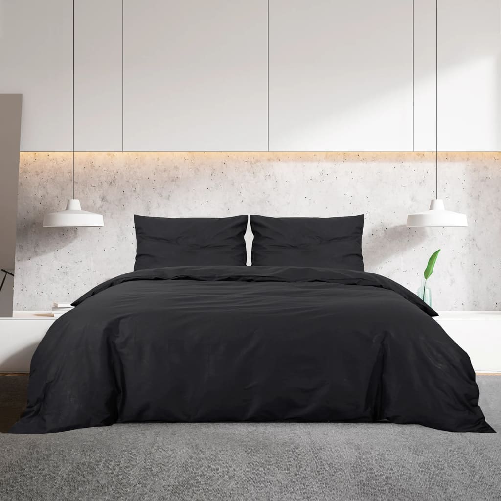 Bettwäsche-Set 140X200 Cm Baumwolle Schwarz