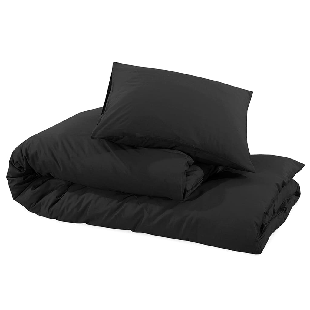 Bettwäsche-Set 140X200 Cm Baumwolle Schwarz