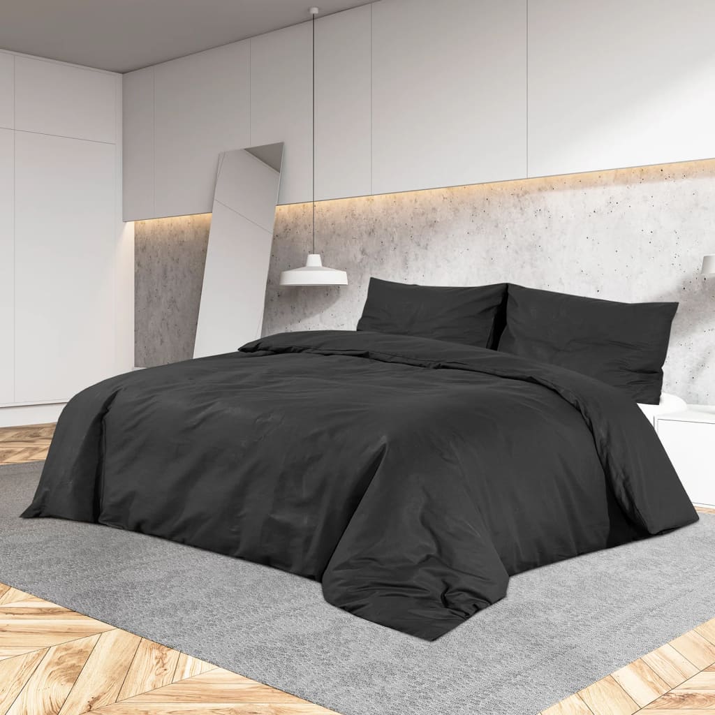 Bettwäsche-Set 140X200 Cm Baumwolle Schwarz