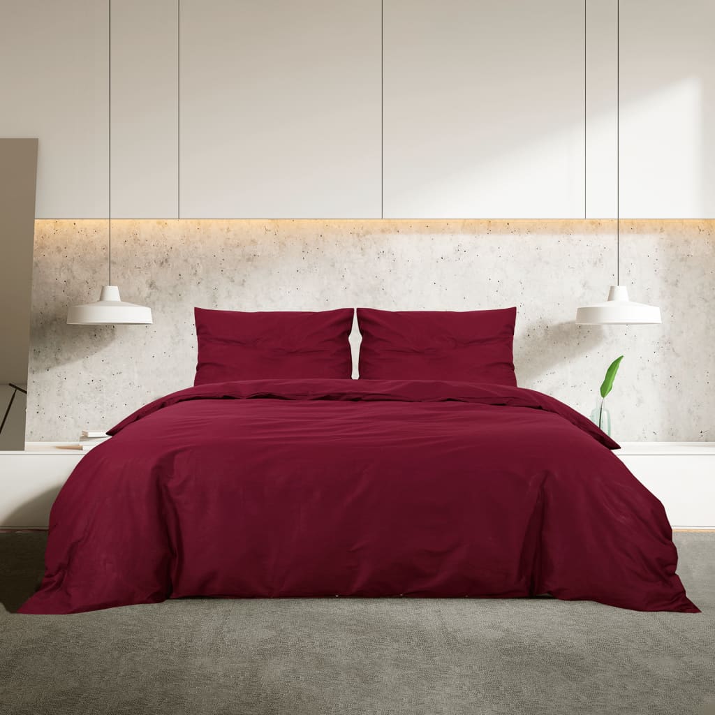 Bettwäsche-Set Bordeaux 140X200 Cm Baumwolle Rot
