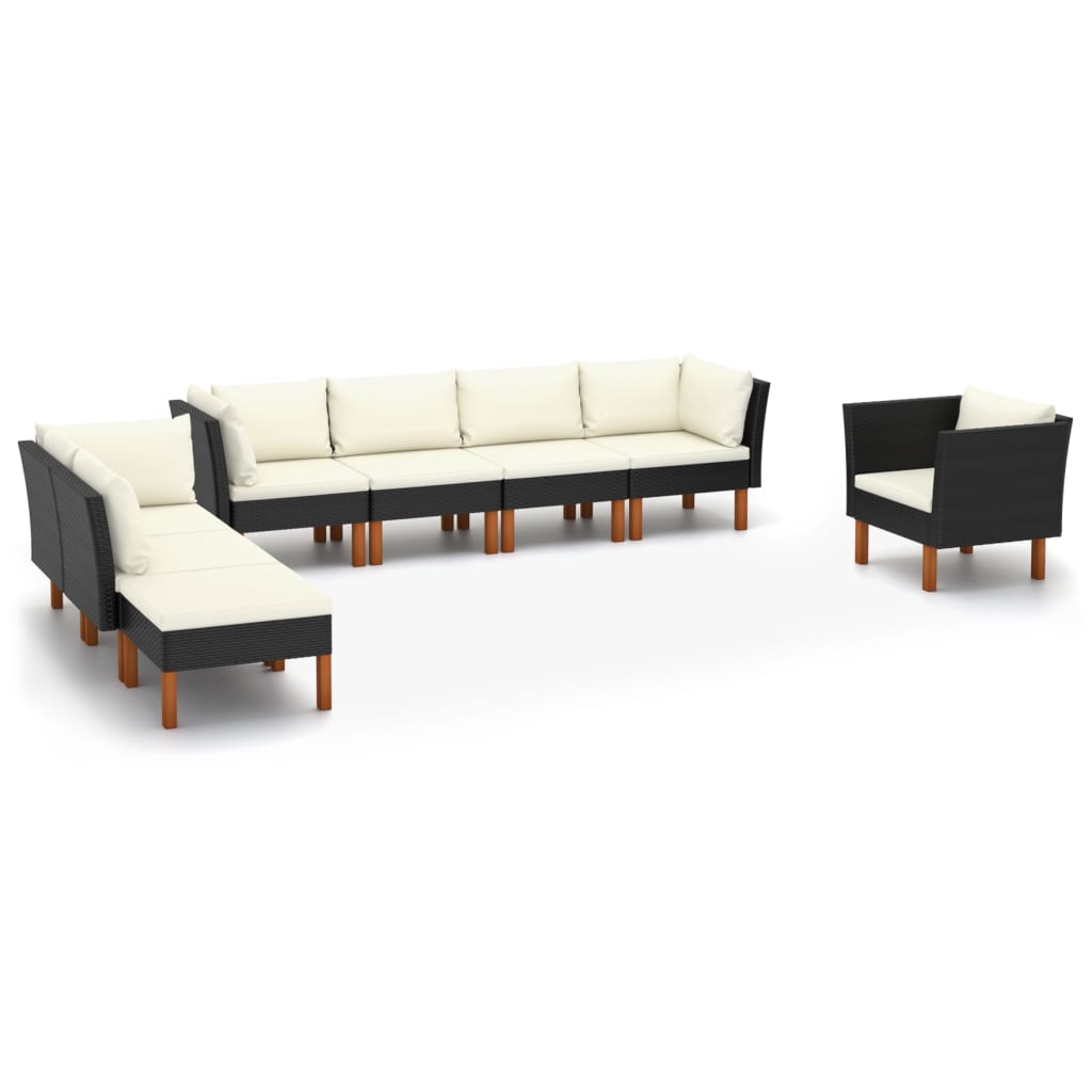 3-Sitzer-Gartensofa Mit Kissen Poly Rattan