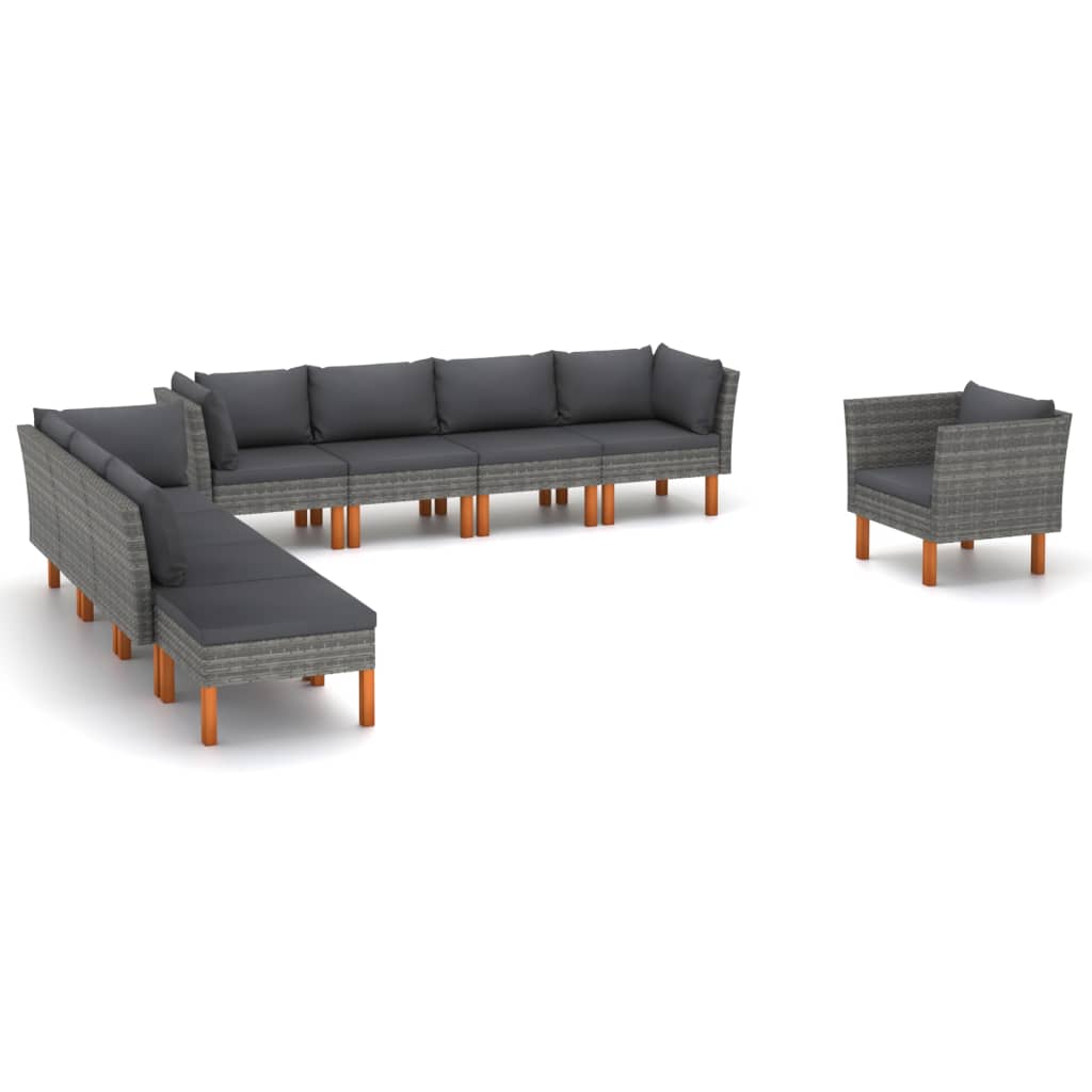 3-Sitzer-Gartensofa Mit Kissen Poly Rattan