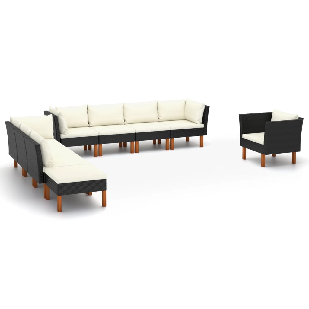 3-Sitzer-Gartensofa Mit Kissen Poly Rattan