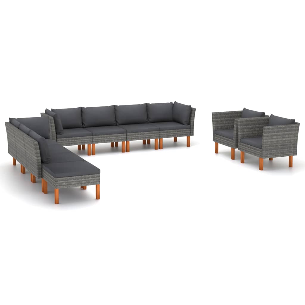 3-Sitzer-Gartensofa Mit Kissen Poly Rattan