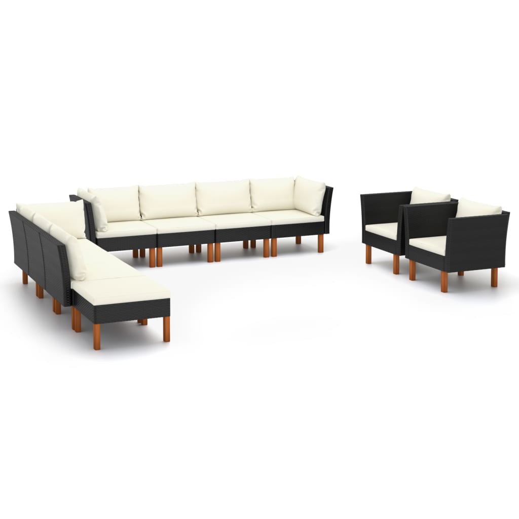 3-Sitzer-Gartensofa Mit Kissen Poly Rattan